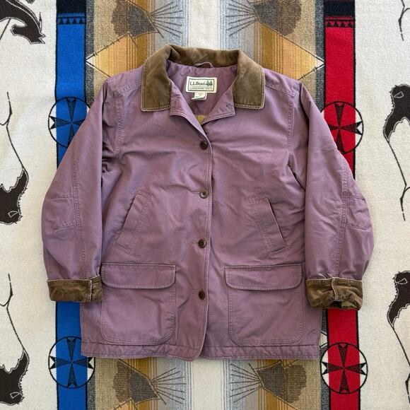 L.L. Bean Jackets & Blazers - Vintage L.L. Bean Womens Barn Chore Coat Jacket Corduroy Purple XL Quilt Lined